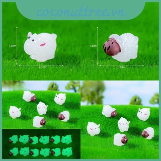 Tượng nhỏ cừu bằng nhựa phát sáng Vườn thú thu nhỏ đáng yêu để trang trí