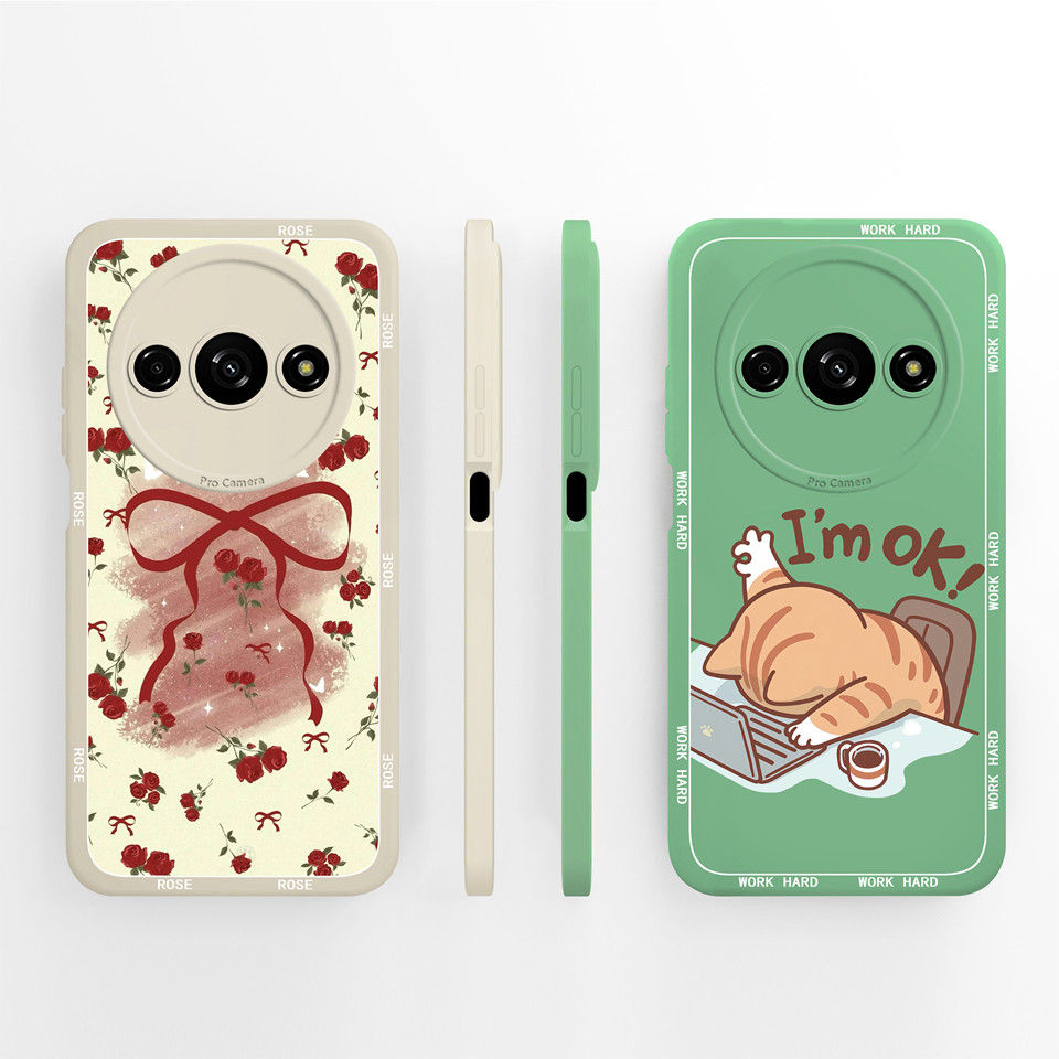 Vỏ Cho Redmi A3 A3 Pro Mèo Đáng Yêu Nơ Vuông Chống Sốc Chống Bụi Chống Trơn Trượt Bền Sang Trọng Trư