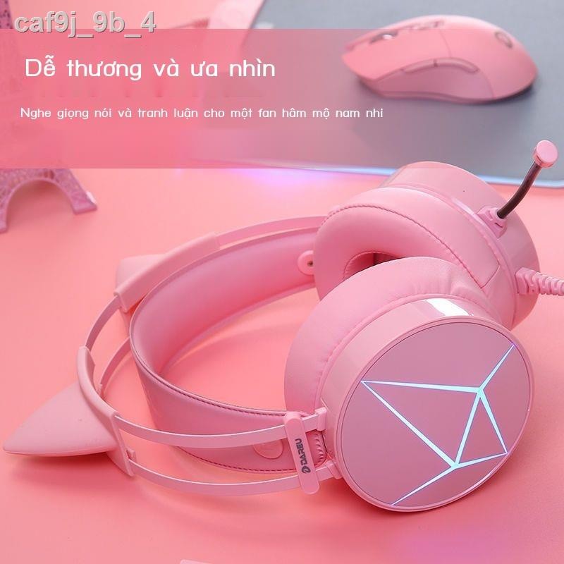 Tai nghe màu hồng tai mèo SF Daryou EH722 7.1 Tai nghe chơi game cho máy tính xách tay