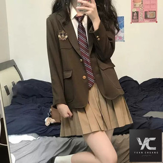  Xuân Thu Phong Cách Mới jk Đồng Phục Phù Hợp Với Nữ Sinh Viên Bộ Đồ Ba Mảnh Váy Xếp Ly Phong Cách Preppy Bộ Đồ Nhỏ Bé Gái Cảm Thấy Mặc