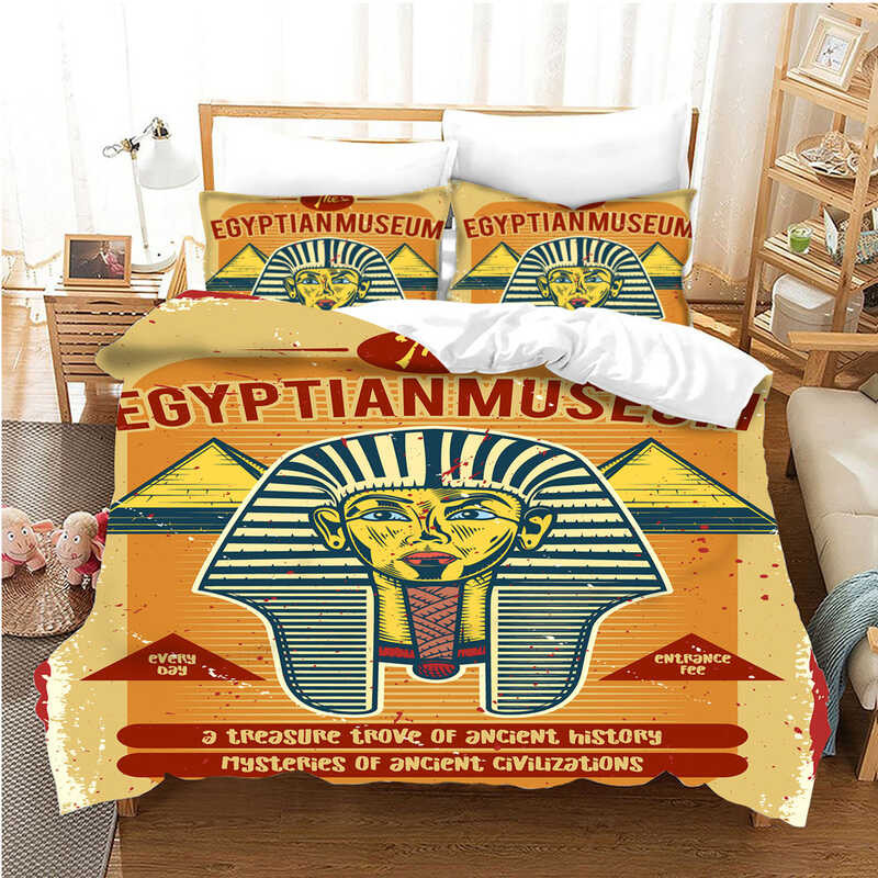 Designer Ancient Egypt Bedding 3D Print Comforter Duvet Cover Set King Queen Double Bed Size Pil