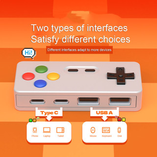 4 Trong 1 Type-C USB 2.0 HUB Với 2 Loại C và 2 Cổng USB A Mở Rộng GamePad Thiết Kế Bàn Phím Chuột Hoạt Hình Đầu Nối Bộ Chuyển Đổi USB