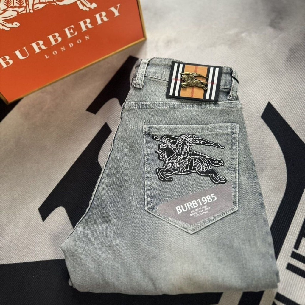Burberry 2024 Châu Âu Cao Cấp Mới Cao Cấp Nam Xuân Hè Hợp Thời Trang Thương Hiệu Quần Jean Co Giãn Slim Fit Quần Chân
