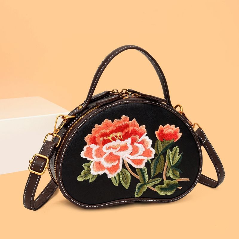 Nhẹ Sang Trọng Túi Cao Cấp Dành Cho Nữ 2025 Mới Thêu Dân Tộc Túi Da Thật Họa Tiết Đa Năng Một Vai Tay-