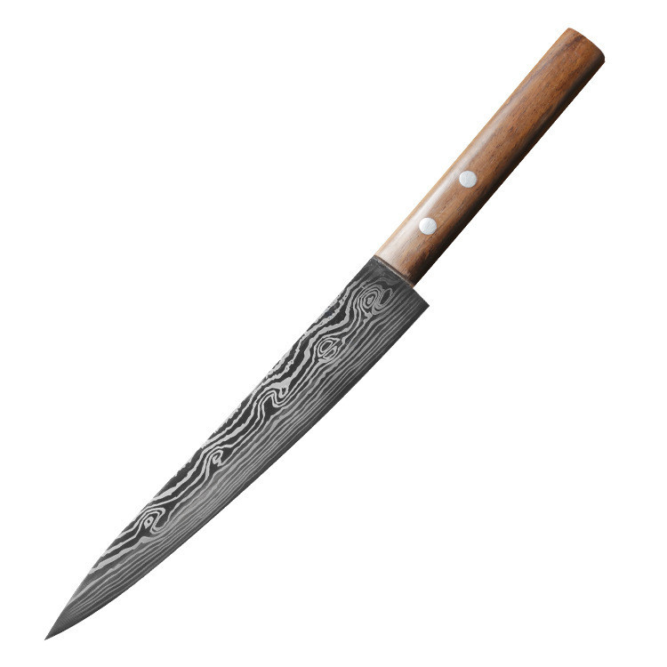 Super S Kitchen Fish Chef Knife Thép Không Gỉ Gỗ Xử Lý Damascus Laser Pattern Kitchen Fishing Knife