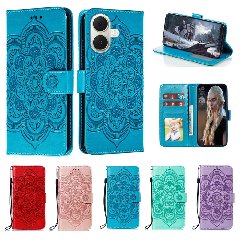 Emboss Hoa Da Ốp Lưng Điện Thoại Tecno Spark Go 2 KM4 Datura Ví Flip Book Case Cover Funda Cho Tecno