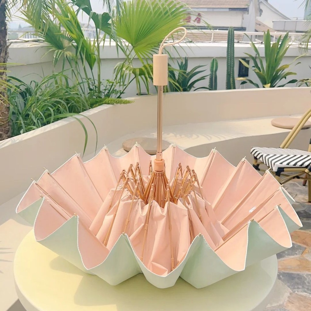 (Mới về) Ins forest series 16 ô che nắng sườn cộng với keo màu lớn chống nắng ô cực tím dù che nắng