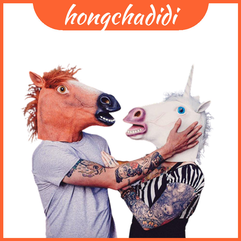 Mặt nạ đầu ngựa kỳ lân Halloween vẽ tay Cosplay cho