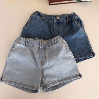 Quần áo trẻ em phong cách mới Quần short Denim dáng rộng phong cách phương Tây cho bé gái