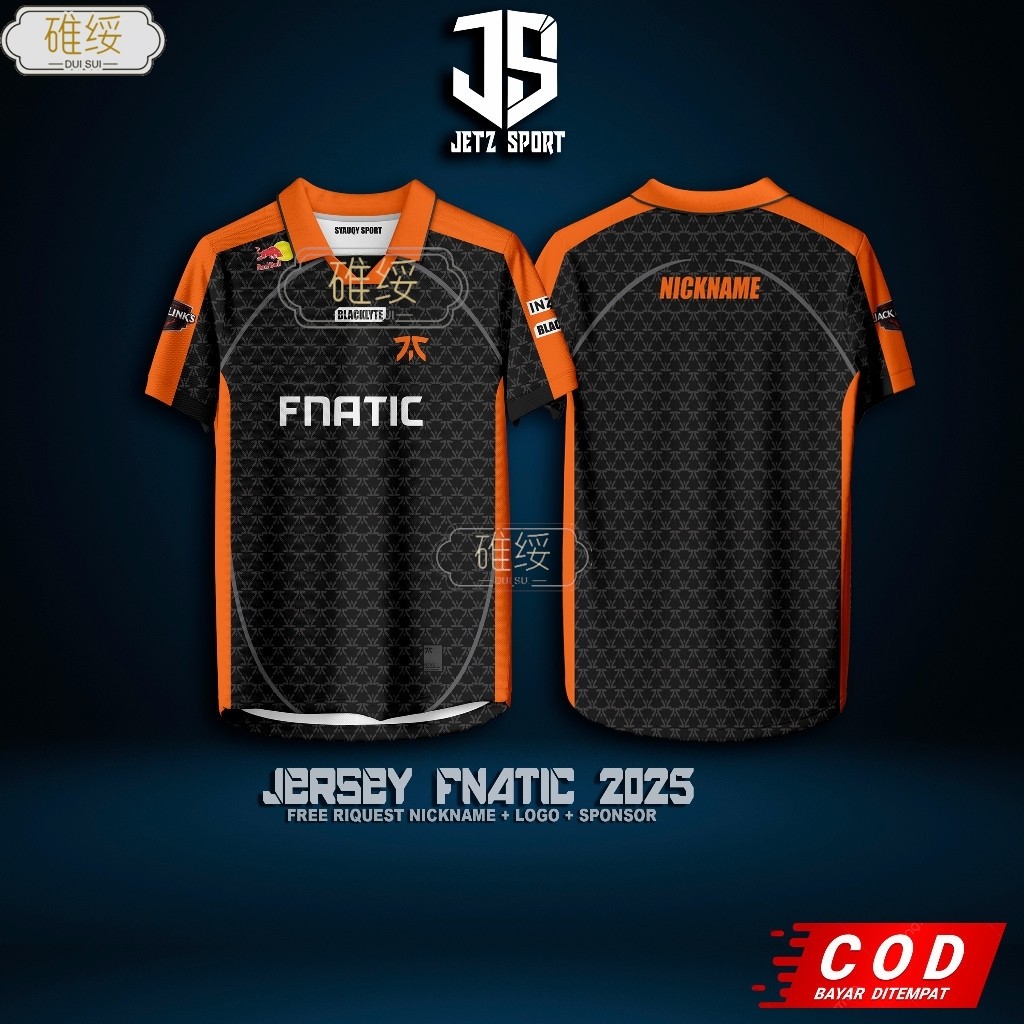 Mãnh mẽ Pro FNATIC Esports Jersey 2025 với biệt danh và thiết kế tùy chỉnh miễn phí