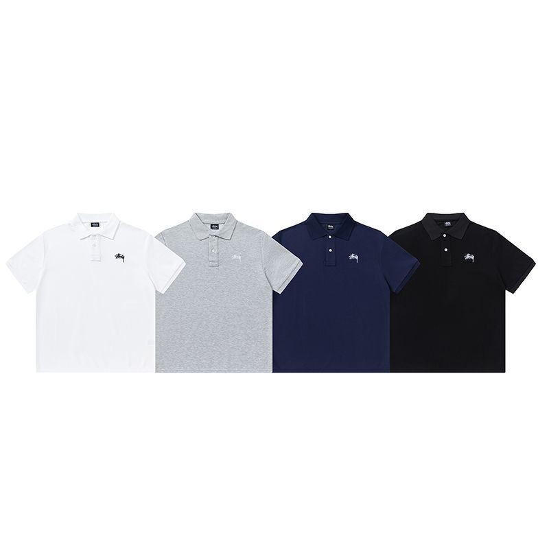 Áo Polo Stussy Thêu Logo, Thiết Kế Đơn Giản Thời Trang Cho Nam và Nữ