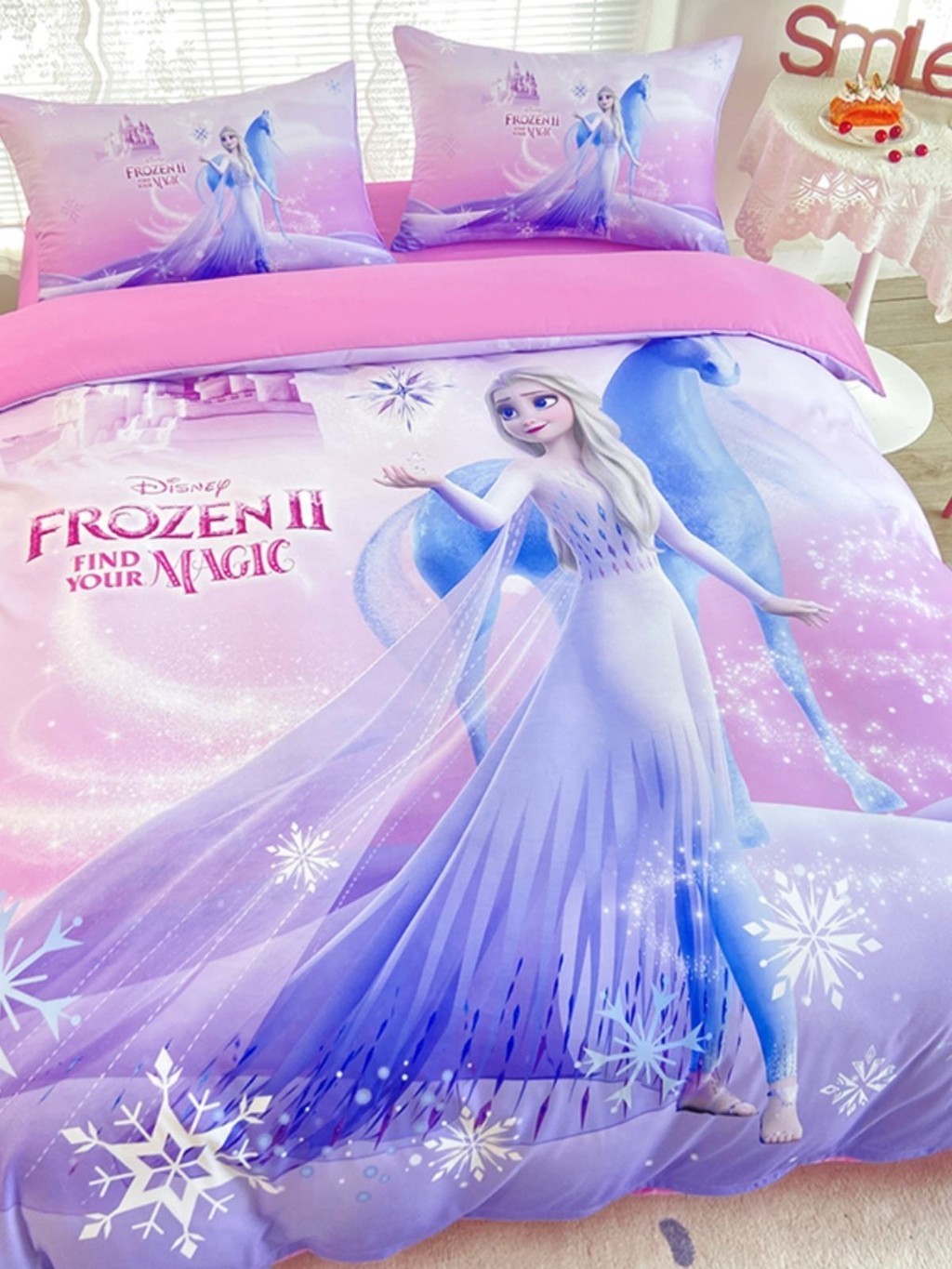 Phim hoạt hình Disney Ba mảnh Elsa Phong cách công chúa không tông Vỏ chăn bông cho bé gái Bộ đồ giư
