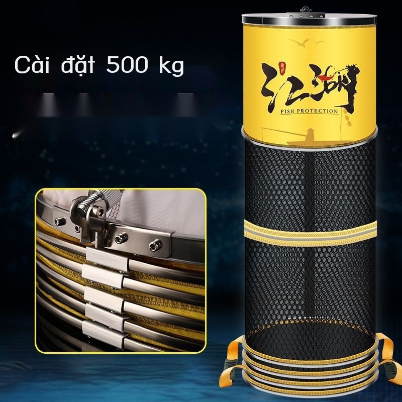 0XVF 【1.2Hàng Nghìn Người Khen Ngợi】Lưới câu cá đen bọc cao su bảo vệ cá dày, vòng thép, lưới bảo v