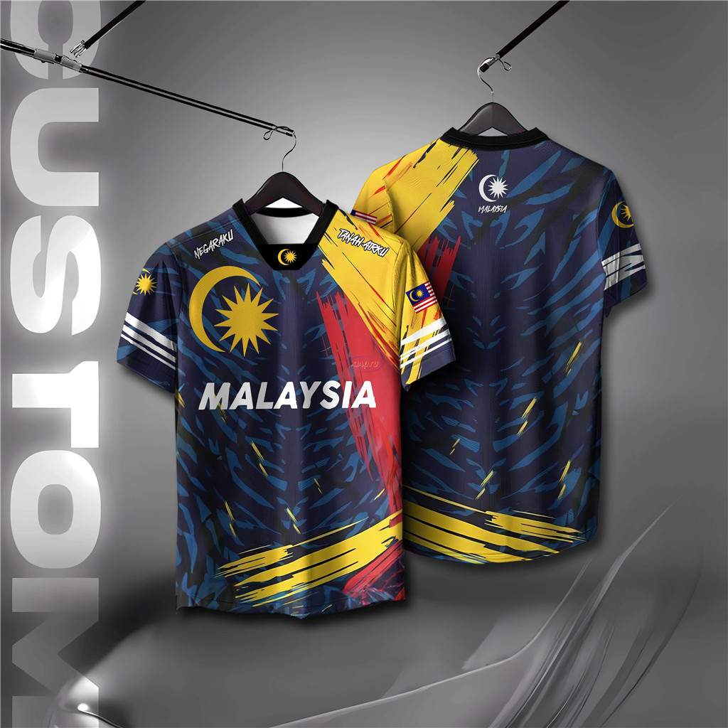 Malaysia MONDAY 67 2024 THIẾT KẾ ĐẶC BIỆT Merdeka Baju Budak Edition Áo thun cổ tròn Cờ Malaysia Mer