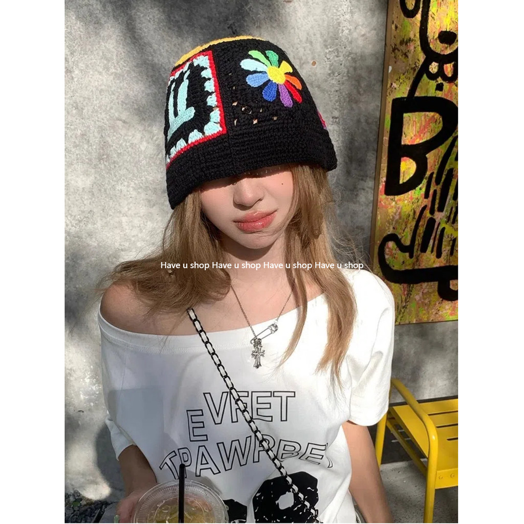 Móc Handmade Daisy Smiley Bucket Hat Nữ - Phong Cách Mới Thời Trang Đầu Thu