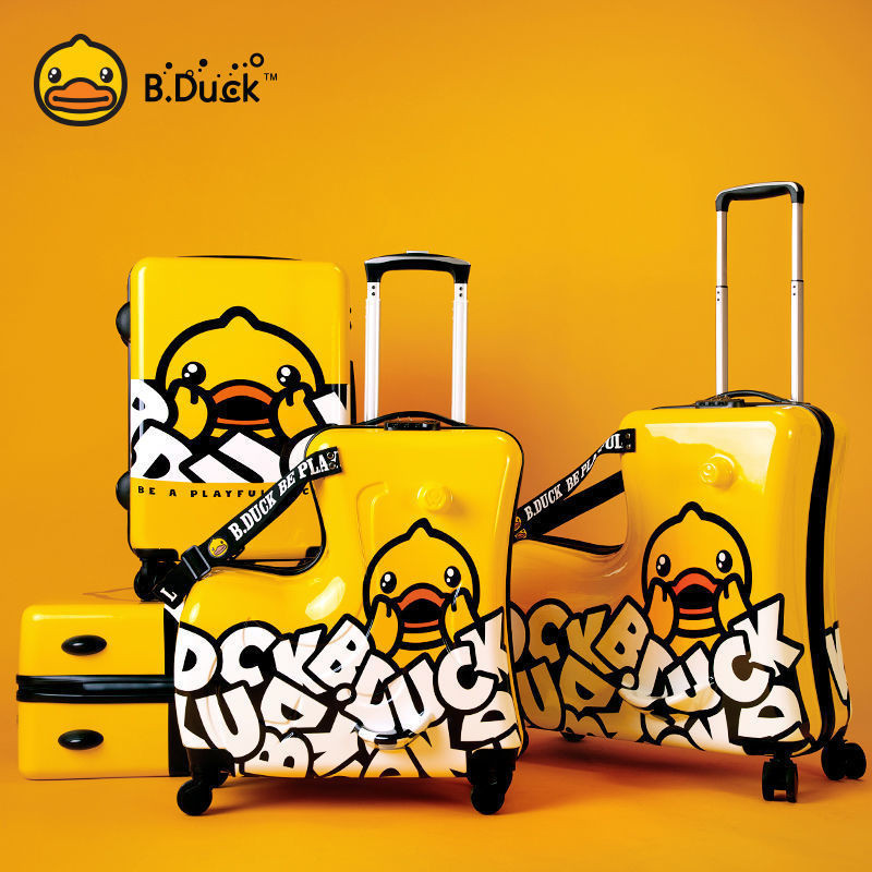 Ovira & B.Duck Little Yellow Duck Vali Hộp mật khẩu cho trẻ em có thể ngồi Thanh kéo hành lý cho tr