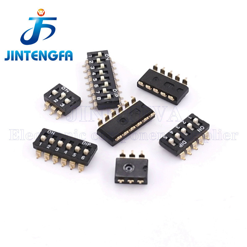 10 Cái/lốc Công tắc trượt SMD DIP 2.54mm 1P 2P 3P 4P 5P 6P 8P 10P đen