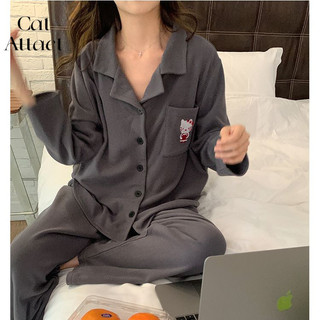Phiên Bản Hàn Quốc ins Phong Cách Mới Ve Áo Màu Trơn Túi Thêu Dày Đức Nhung Loungewear Sinh Viên Bên Ngoài Pa