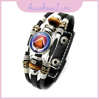 Vòng tay hình học bằng da thanh lịch Handmade Retro Punk Thời trang Unisex