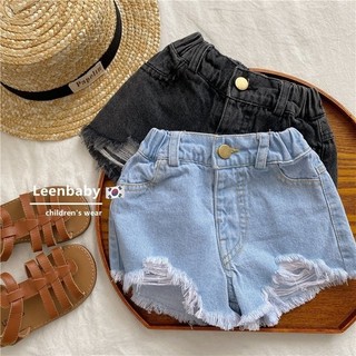  Quần short Denim bé gái Phong cách mới Phiên bản Hàn Quốc Quần jean phù hợp thời trang cho trẻ em