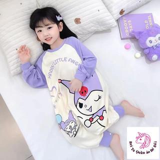 [Sản phẩm mới] Bộ áo liền quần bé gái phong cách mới mùa thu đông nhung Đức Túi ngủ dài tay nhung cho bé Quần áo gia đình ấm áp chống đá