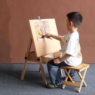  ☪ Ngăn kéo gỗ sồi di động có thể gập lại sơn dầu phác thảo giá vẽ cho trẻ em 