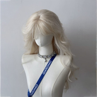 [Bộ tóc giả mới] [Giá đặc biệt] [Miss World] Tóc giả bạch kim, Air Bangs, Tóc xoăn dài, Băng đô đầy đủ, Đầu nhóm nữ thoáng khí, Đầu đầy đủ