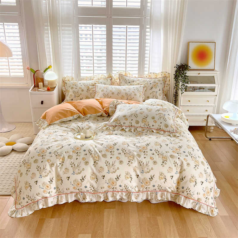 Style Ruffles Princess 100% Set Or Single Quilt Ral Soft Duvet Cover Cotton Cute Comforter Cover