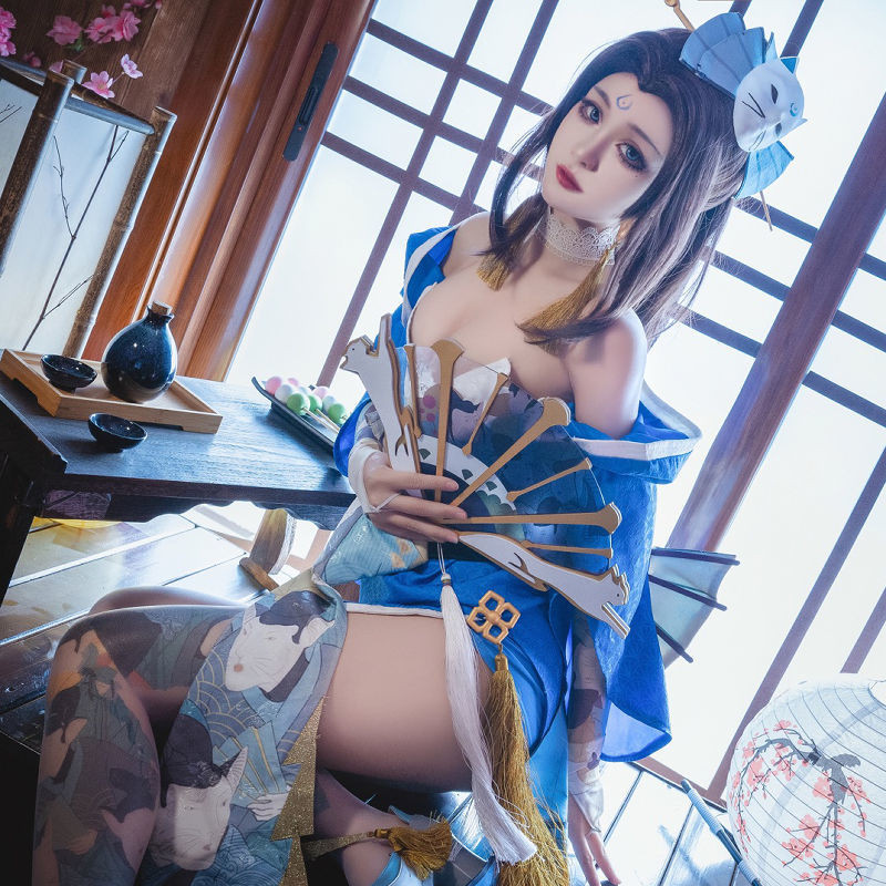 Honor Of Kings Wujima Costume Charm Cosplay Sexy Clothes Full Set Of Wig Fans Children's Kimono