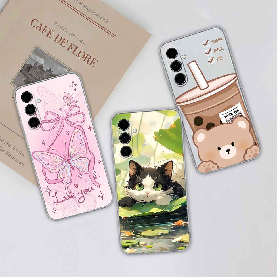 Dành Cho Samsung Galaxy S23 S23Plus Ốp Lưng Thời Trang Hồng Bướm Nơ Silicon Mềm TPU Trong Suốt Bền N