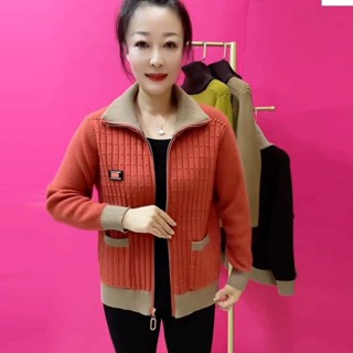 [Giảm giá 36%] Áo len dệt kim dài tay bán chạy mùa thu dành cho người cao tuổi trung niên Áo len dệt kim ngắn dành cho nữ