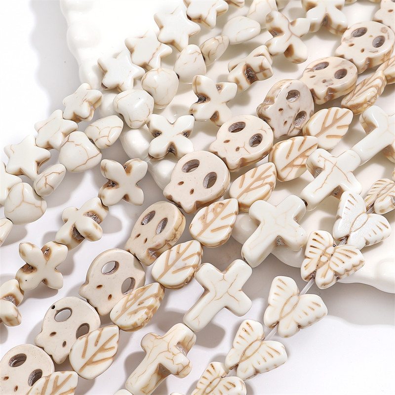 【NA Beauty】 Ngọc lam tổng hợp hạt đá nhiều phong cách không đều màu trắng Loose hạt charm cho DIY l