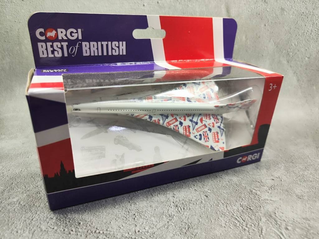 CORGI Paparazzi Concord Airliner Mô hình kim loại Anh Phiên bản kỷ niệm Thành phẩm Bộ sưu tập trang 