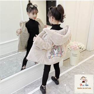 [Sản phẩm mới] Mùa thu đông Phong cách mới Áo len len nữ Áo khoác lông cừu Lót dày mùa thu đông cho bé gái Áo khoác đệm thời trang Trẻ em Quần áo mùa đông Lông thú giả