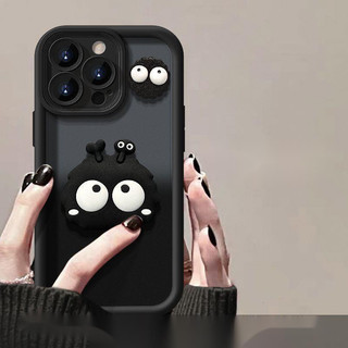 Ốp điện thoại mềm hình bóng than hoạt hình cho iPhone 12 13 11 14 15 Pro Max 14 15 Plus 7 8 Plus Xr Xs XsMax FR32