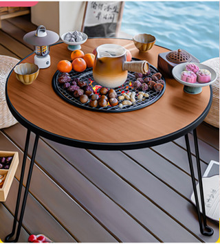 Bếp nướng ngoài trời gấp gọn mang đi du lịch, Bàn bếp nướng than hoa BBQ kiêm bàn trà để sân vườn