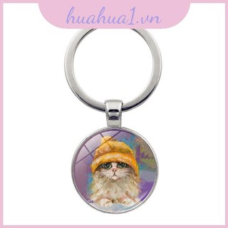 Creative Gogh Van Starry Night Cat Móc khóa Nhẫn kẽm nghệ thuật Chìa khóa hợp kim