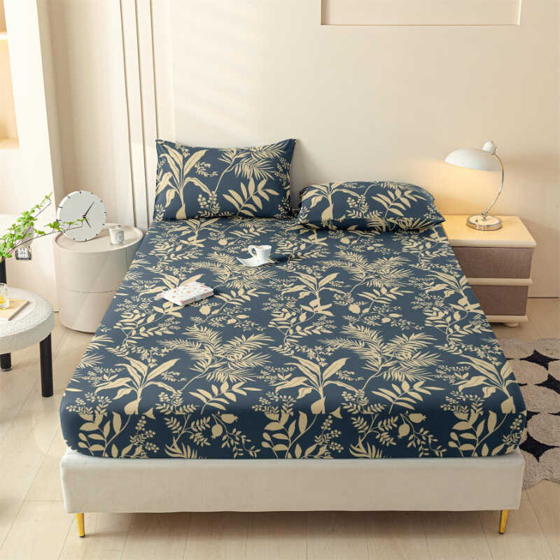 Three-Piece The New Fitted Skin-Friendly Cotton Printed Bed Mattress Cover With Pillowcase Doubl