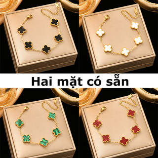 Thời Trang Hàn Quốc Nữ Vòng Tay Dải Hai Mặt Cỏ Ba Lá Vòng Tay 916 Mạ Vàng 4 Lá 5 Hoa Vòng Tay Học Sinh Nữ Khắc Laser Thương Hiệu Hợp Thời Trang Vòng Tay Thép Titan 316