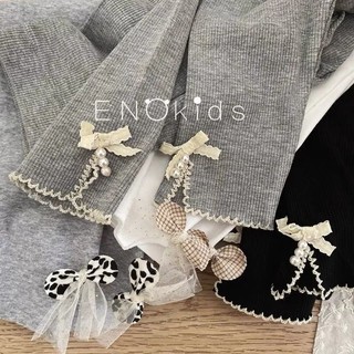  Quần legging bé gái Phong cách mỏng Phiên bản Hàn Quốc Nơ dệt kim ngọt ngào Áo khoác ngoài đến mắt cá chân