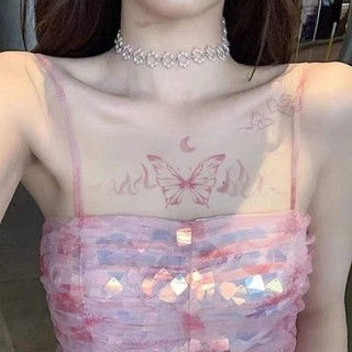 Ngọt ngào và mát mẻ hot girl ngọn lửa hồng dán hình xăm bướm mơ màng nhỏ tươi cổ tích dễ thương xươ