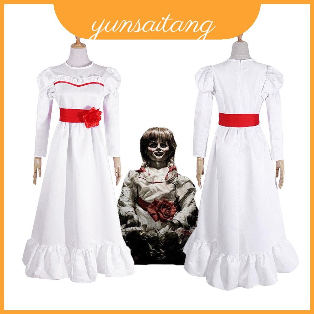Cosplay Trang Phục Annabelle Vui Vẻ Mềm Mại Thoải Mái Váy Trắng Vui Nhộn Cho Halloween