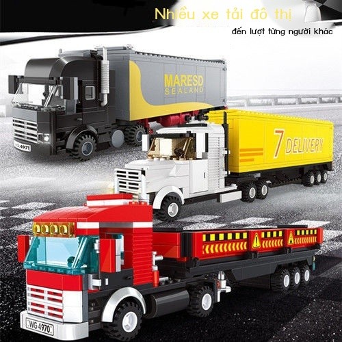 ( Sẵn) 【Lắp ráp dễ dàng và nhanh chóng】Tương thích với xe tải container LEGO City, xe tải nặng, xe