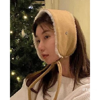 Zhang Yuanying Cùng Phong Cách Hàn Quốc Retro Ấm Áp Cừu Len Da Lộn Tai Túi Tai Thu Đông Chống Lạnh Chống Đóng Băng Bịt Tai Nữ