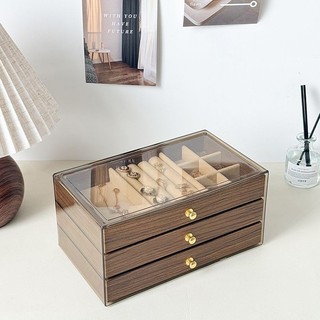   Hàng có sẵn Ảnh thật  Hộp đựng trang sức bằng gỗ óc chó hộp lưu trữ ba tầng quà tặng tinh xảo ca 
