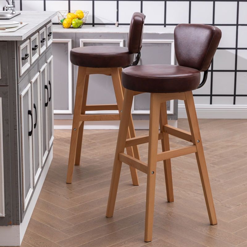 ☃ Ghế quầy bar gỗ nguyên khối đơn giản có tựa lưng ghế quầy bar ghế cao