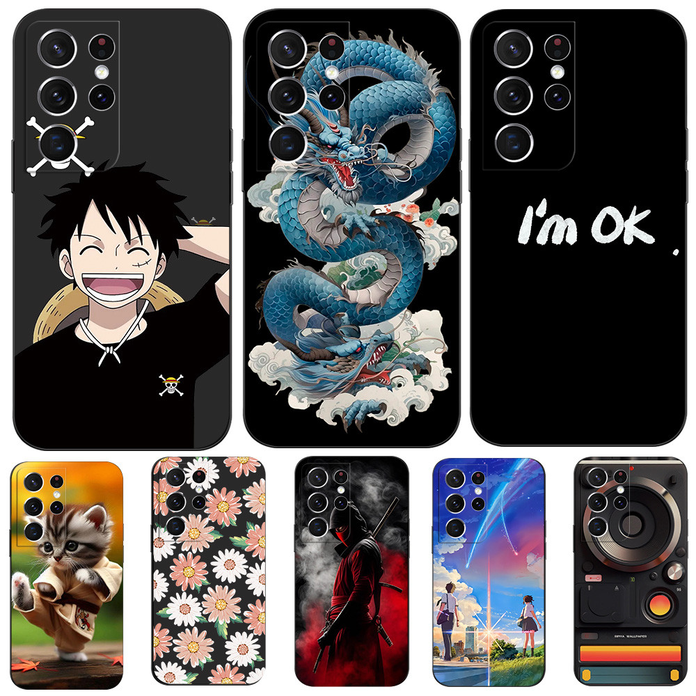 Ốp Lưng Samsung Galaxy S21 Ultra Ốp lưng Silicon Màu Đen tpu Oriental Dragon