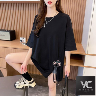  Mùa hè Phong cách mới Kích thước lớn Khóa xẻ tà Áo thun ngắn tay Nữ phong cách dân tộc dáng rộng Kích thước lớn Ôm hơn Nhìn Embro