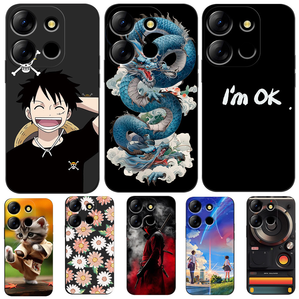 Ốp lưng Silicon ITEL A60 Ốp Lưng tpu Màu Đen Oriental Dragon