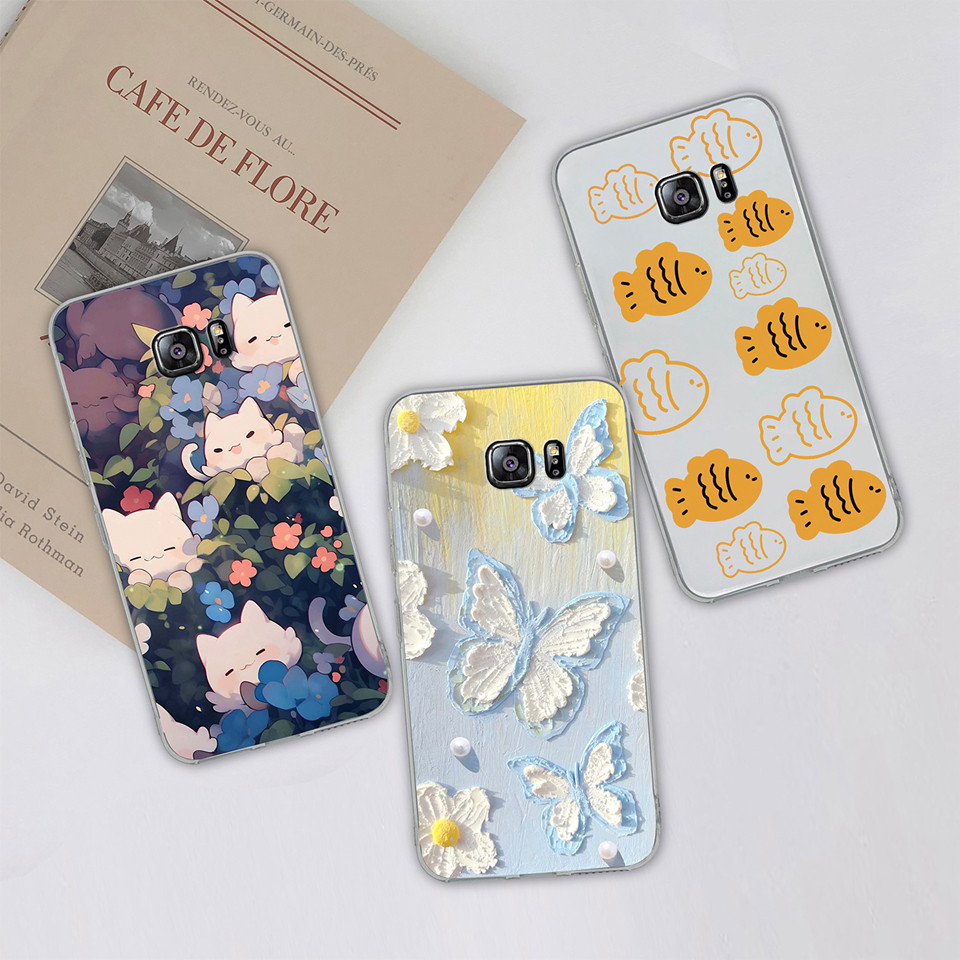 Ốp Lưng Cho Samsung Galaxy S6 S6 Edge S6 Edge + Mèo Con Dễ Thương Cá Nhỏ Chống Sốc Silicon Trong Suố